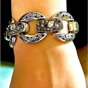 Brighton Crystal Voyage Assorted Neutral Hues Swarovski Crystal Silver Bracelet.